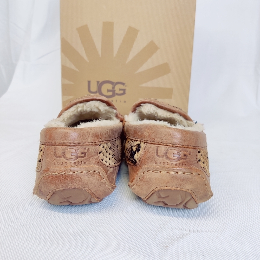 UGG Ascot Men's Size 8 Brown Woven Leather Slippers - Picture 3 of 16